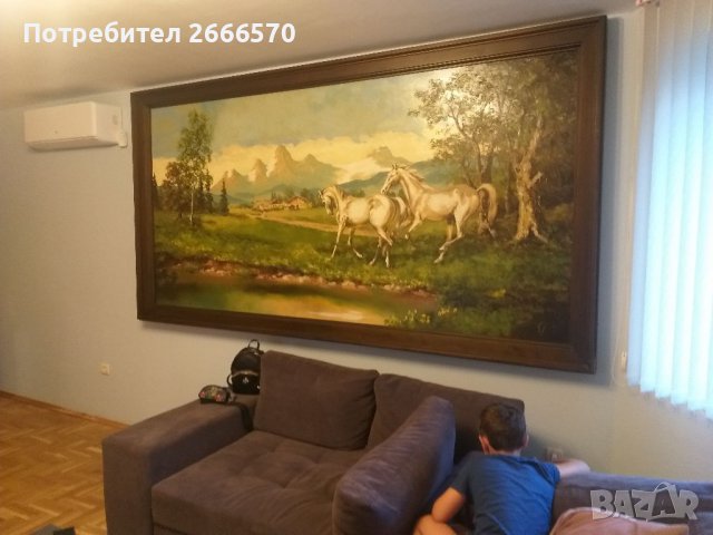 Стара огромна 3 метрова картина маслени бои с подпис, снимка 18 - Антикварни и старинни предмети - 35041708