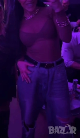 Кафява секси блуза, снимка 3 - Корсети, бюстиета, топове - 53048192