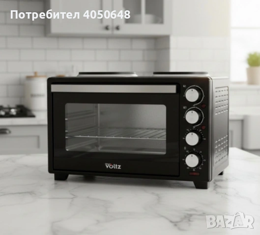 Готварска печка Voltz с фурна и 2 котлона 3200W, компактна електрическа печка за кухня, снимка 2 - Други - 53101669