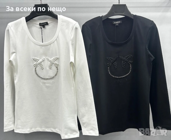 Pinko Дамска Черна Блуза С Дълъг Ръкав С Бродирано Лого Пинко Код A946, снимка 1