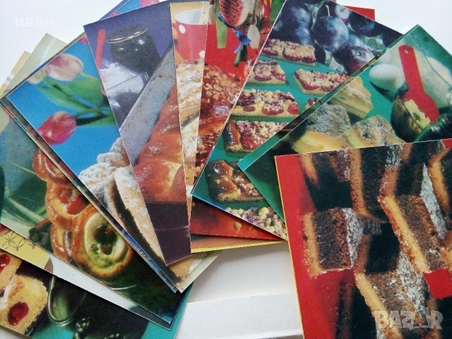 Тестени сладкиши - 18 броя цветни картички с рецепти. - 1984 г., снимка 5 - Специализирана литература - 36618589