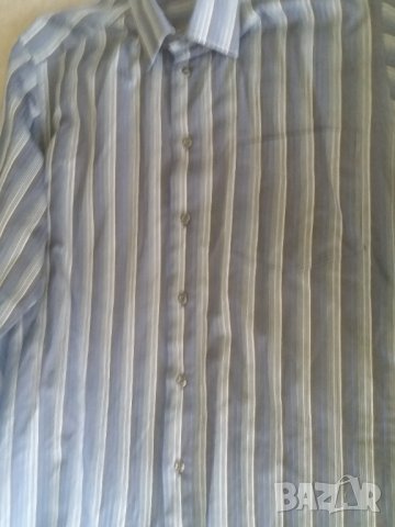 Мъжка риза тъмносиня на райета Iventi , снимка 6 - Ризи - 33046460