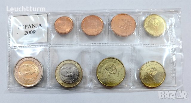 Пълен сет евромонети Испания 2009 г. от 1 цент до 2 евро