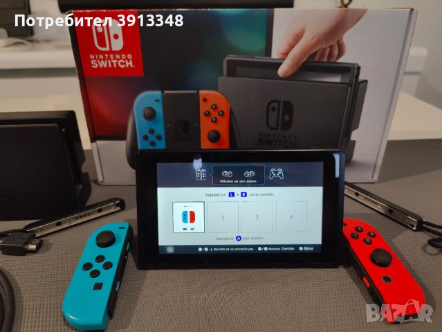 Конзола Nintendo Switch 32 GB с чифт джой-кони - сини/червени и 2 игри FIFA 22., снимка 6 - Nintendo конзоли - 43259193
