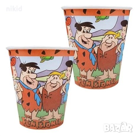 Семейство Флинстоун Flintstones 8 бр картонени чаши парти рожден ден, снимка 3 - Чаши - 40581998