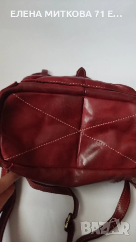 Раница от дебела естествена кожа в тъмно червен цвят, снимка 5 - Раници - 53122941