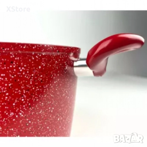 Тенджера Voltz, 3.4л./9.5л., Дълбока, Мраморно покритие, Индукция, Червен, снимка 4 - Съдове за готвене - 52507292