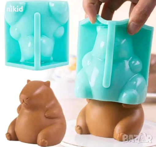 3d Капибара Capybara седнал хамстер силиконов молд форма фондан шоколад гипс свещ смола, снимка 3 - Форми - 49956761