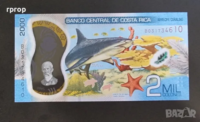Коста Рика. 
2 000 колона. 
2018 г. 
Полимер .
UNC.