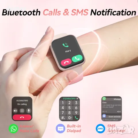 Смарт часовник за жени с Android и iPhone, 1,8" дамски смарт часовник с Alexa, IP68, снимка 2 - Смарт часовници - 49076152