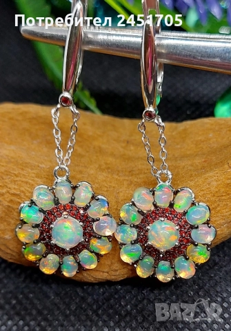 Сребърни обеци 925 с Огнени Опали