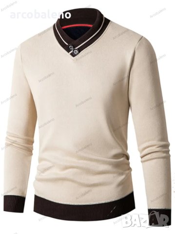 Мъжки втален пуловер с дълги ръкави, 4цвята - 023, снимка 4 - Пуловери - 43317195