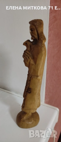 Дърворезба фигура на Исус с малко агънце на ръце, снимка 2 - Антикварни и старинни предмети - 53515010