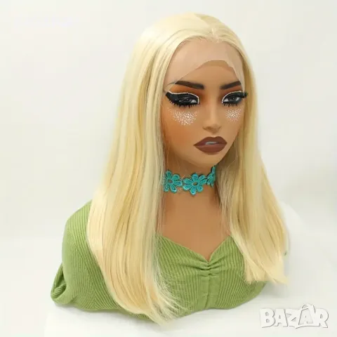 Елегантна руса перука с дантела отпред лейс фронт, снимка 3 - Аксесоари за коса - 48734111