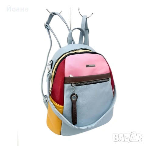 Компактна дамска раница с пъстър дизайн от еко материал, снимка 4 - Раници - 53200558