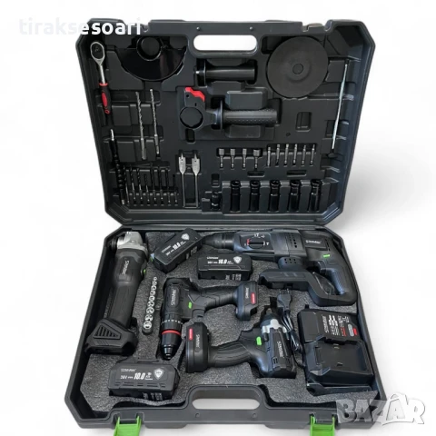 Акумулаторен комплект 5в1 , гайковерт , винтоверт , ъглошлайф , пефоратор , LED лампа - 36v 10.0A, снимка 8 - Други инструменти - 50721114