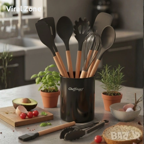Комплект 12 части кухненски прибори със стойка Cheffinger , снимка 17 - Прибори за хранене, готвене и сервиране - 53239718