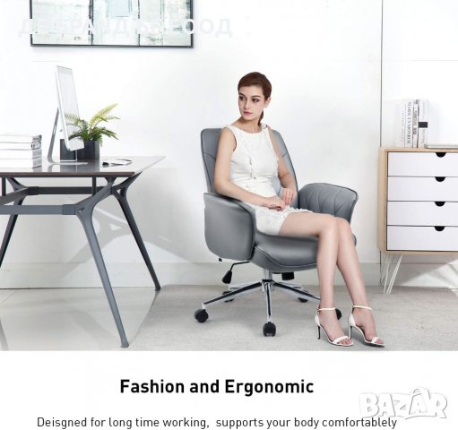 Кожен офис стол тип кресло UMI DE-UM 185, снимка 5 - Столове - 32616514