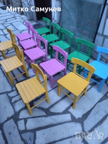 Цветни детски столчета изработени от бук.Производител , снимка 1
