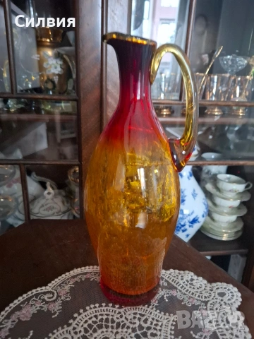 Антикварна стъклена стомна с „Уранов дъх“, снимка 6 - Други ценни предмети - 53400695