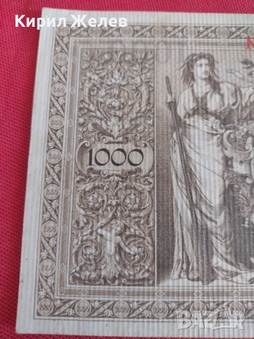 Райх банкнота 1000 марки 1910г. Германия перфектна за колекция 28302, снимка 8 - Нумизматика и бонистика - 37142557