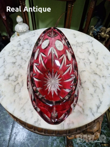 Уникална антикварна колекционерска кристална купа бомбониера Бохемия Bochemia , снимка 8 - Антикварни и старинни предмети - 50951602
