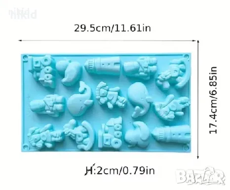 Бебешки конче влак кукла пате кула кит човече деца силиконов молд форма гипс фондан шоколад сапун, снимка 7 - Форми - 48244230