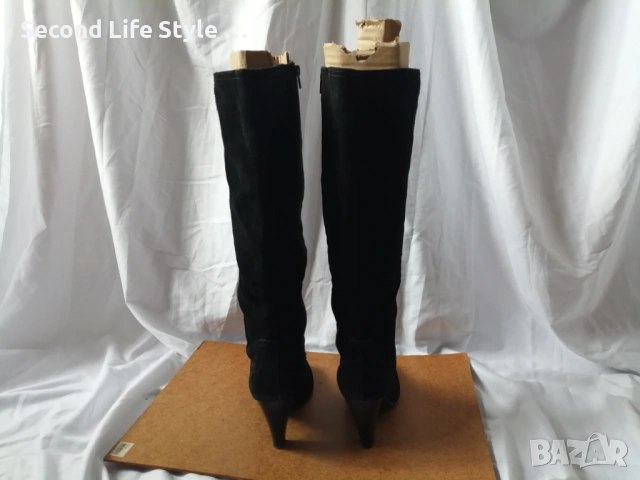 № 41 дамски ботуши естествен велур - с висок ток; черен цвят - марка Janet D. , снимка 7 - Дамски ботуши - 53137919