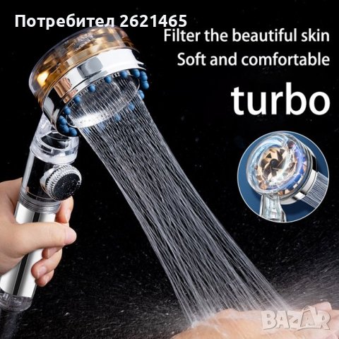 Турбо Душ Слушалка с пречистващ филтър Turbo SPA Shower Нова, слушалки, снимка 4 - Душове - 43929371