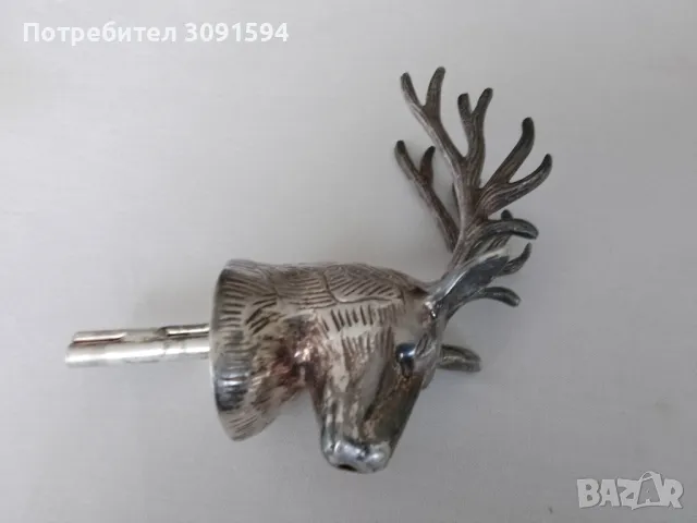 Винтидж тапа,запушалка  рядка кралска глава на елен~ Посребърна за наливане на вино/уиски , снимка 11 - Антикварни и старинни предмети - 49639305