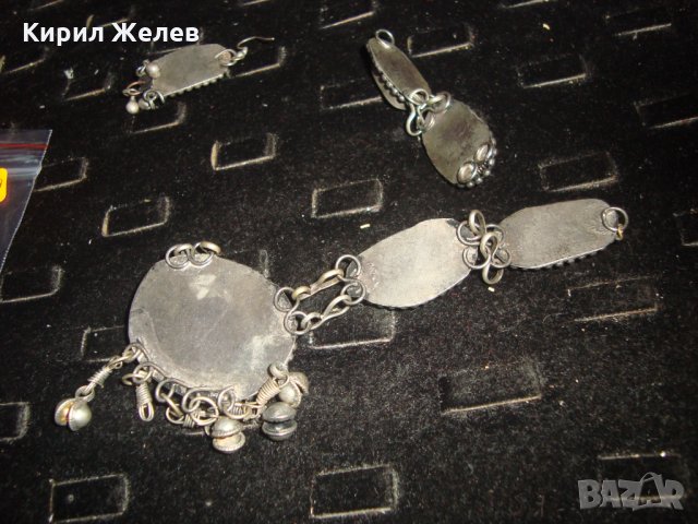 ОСМАНСКИ ГРИВНА и ОБЕЦА ПОСРЕБРЕНИ с ШЛИФОВАН ЧЕРЕН ОНИКС МАЙСТОРСКА СТАРА ИЗРАБОТКА НАКИТИ 23469, снимка 11 - Антикварни и старинни предмети - 33435042