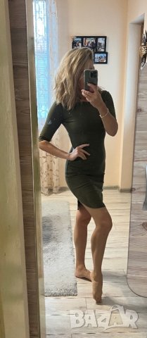 Зелена велурена рокля, снимка 11 - Рокли - 43142566