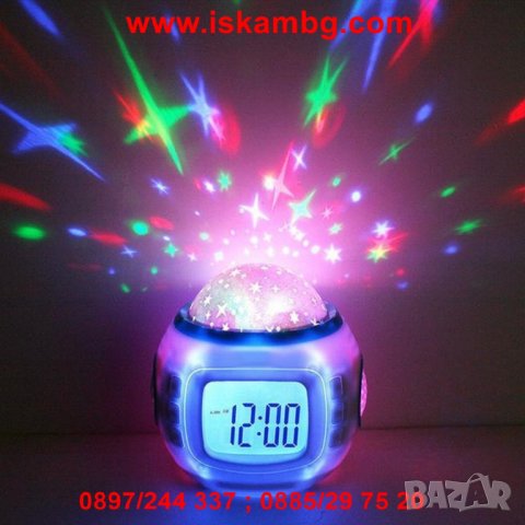 Музикален часовник с прожектор за звезди - 1038, снимка 2 - Други стоки за дома - 26989619