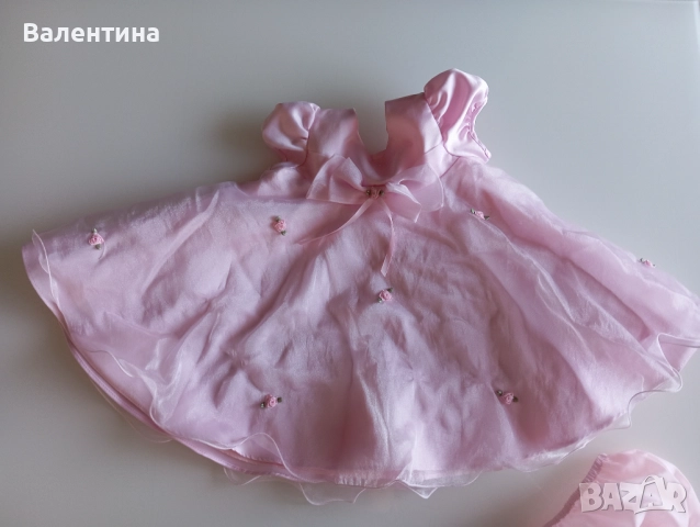 Розова официална рокля за бебе