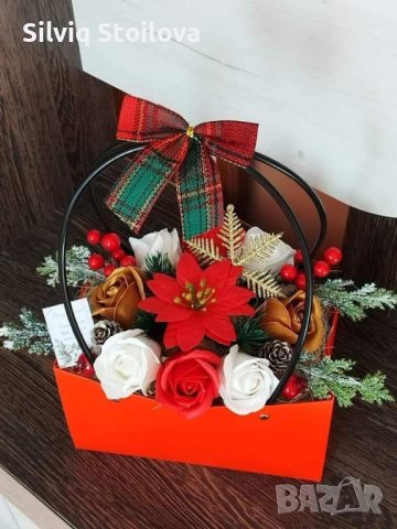 Коледни чанти със сапунени рози и коледна звезда в средата за разкош , снимка 2 - Коледни подаръци - 43250522