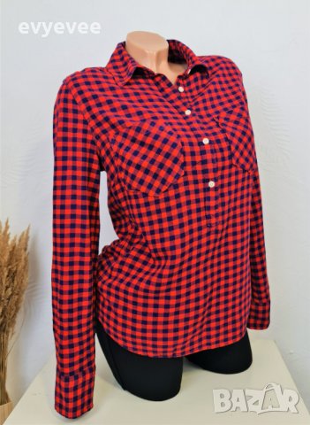 Дамска риза блуза червено и синьо каре, снимка 2 - Ризи - 38578061