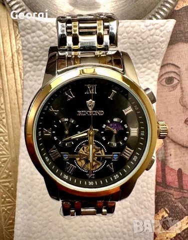 Мъжки елегантно/инкрустиран кварцов часовник BinbonD•ATLANT*, снимка 4 - Мъжки - 49620458