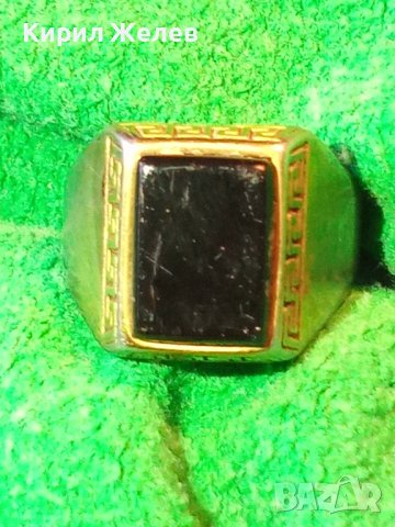 ПОСРЕБРЕН СТАР СТОМАНЕН ВЕРСАЧЕ СТИЛ ПРЪСТЕН с ПОЛИРАН ЧЕРЕН ОНИКС КЛАСИЧЕСКИ АРТ ДЕКО МОДЕЛ 26344, снимка 2 - Пръстени - 34806285