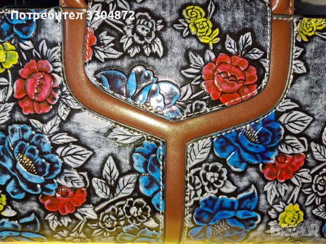 Дамска чанта на релефни цветни рози от еко кожа, снимка 10 - Чанти - 53142909