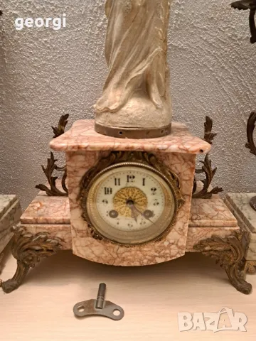 френски каминен мраморен часовник , снимка 2 - Антикварни и старинни предмети - 49511637
