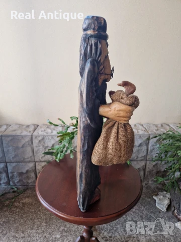 Прекрасна антикварна голяма дървена фигура статуетка , снимка 6 - Антикварни и старинни предмети - 50520728