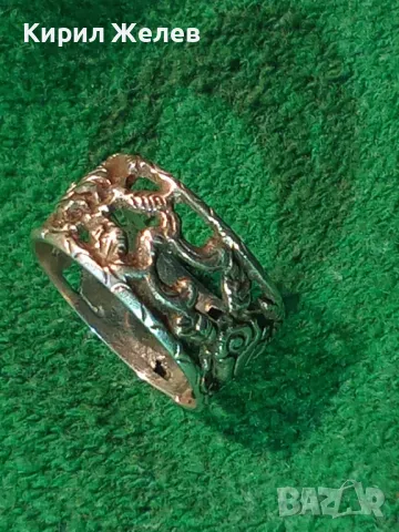 Стар АВТОРСКИ ХУДОЖЕСТВЕНО ОРНАМЕНТИРАН АЖУРЕН СРЕБЪРЕН ПРЪСТЕН СРЕБРО 835 МАЙСТОРСКА РАБОТА 8489, снимка 13 - Антикварни и старинни предмети - 50192676