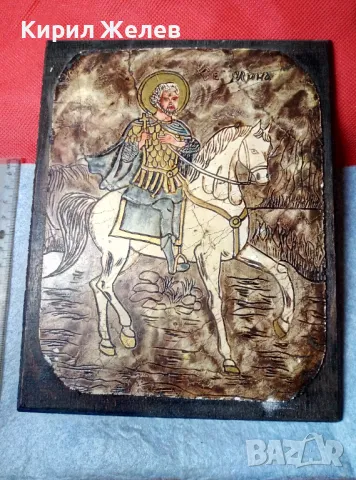 ИКОНА на СВЕТИ МИНА на ДЗЗД ЗОГРАФ ЛАЗАР РЪЧНА ХУДОЖЕСТВЕНА ИЗРАБОТКА на ДЪРВО 47605, снимка 4 - Икони - 47908786