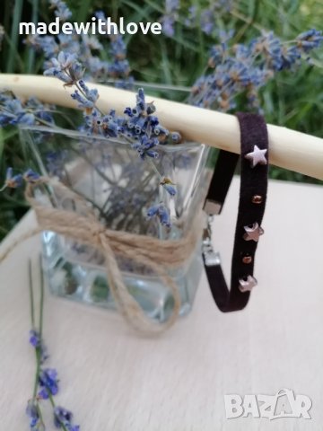 Ръчно изработена гривна, велур