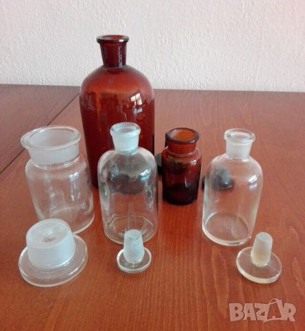 Лот от 5 стари аптекарски шишета, снимка 3 - Антикварни и старинни предмети - 43711732