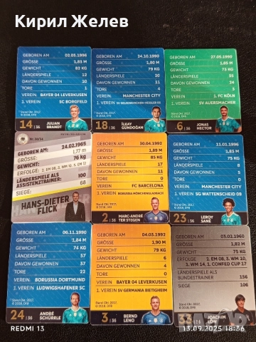 Колекционерски картички на футболисти ЮЛИАН БРАНД,ХАНС ДИТЕР ФЛИК,ЙОНАС ХЕКТОР 50996, снимка 9 - Колекции - 51703393