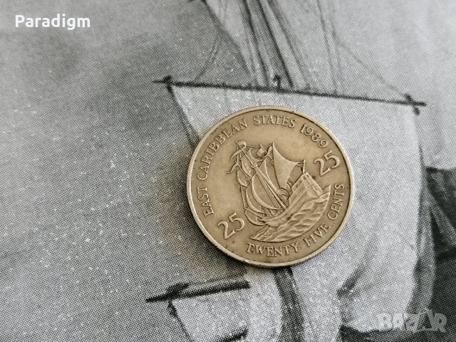 Mонета - Източни Карибски Щати - 25 цента | 1989г., снимка 1 - Нумизматика и бонистика - 28490441