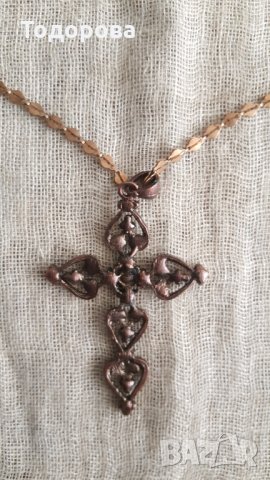 Масивен с камъни и позлатена верижка, снимка 3 - Антикварни и старинни предмети - 28454781