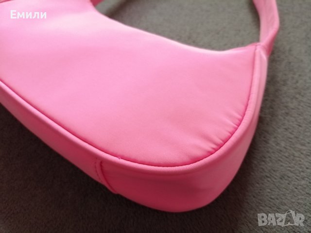 Текстилна малка дамска чанта за рамо в розов цвят, снимка 11 - Чанти - 43734395