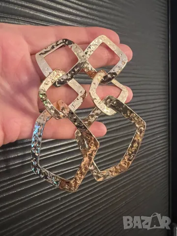 Уникални обеци с ромбове, снимка 3 - Обеци - 46165848